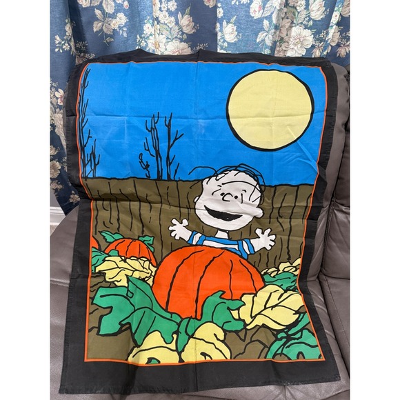 Peanuts Other - Vintage Peanuts Linus Great Pumpkin Tapestry Wall Hanging Banner 28.5" by 41.5"